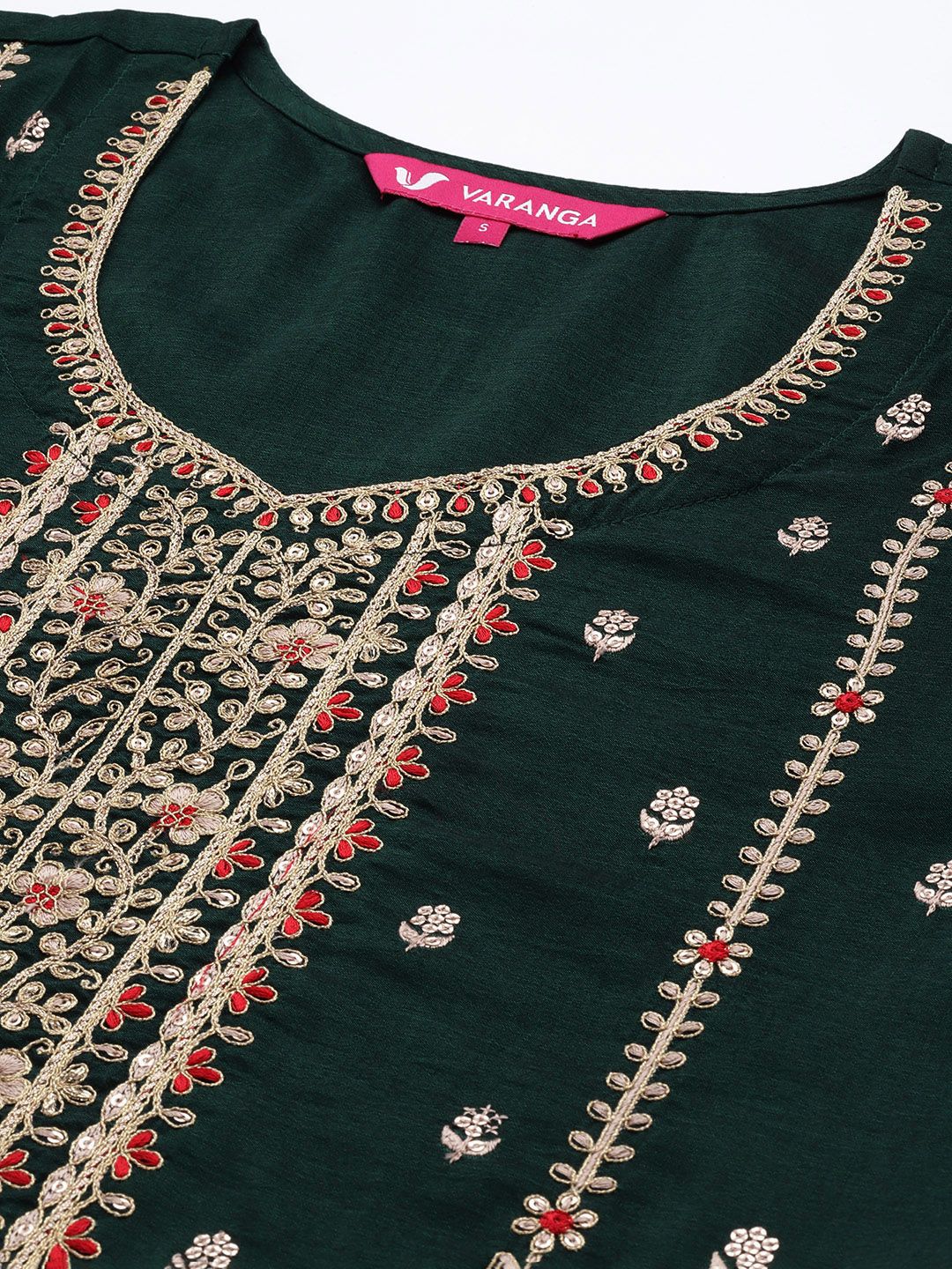 Indyancart VA Women's Ethnic Motifs Embroidered Kurta with EmbroideredTrousers & With Dupatta