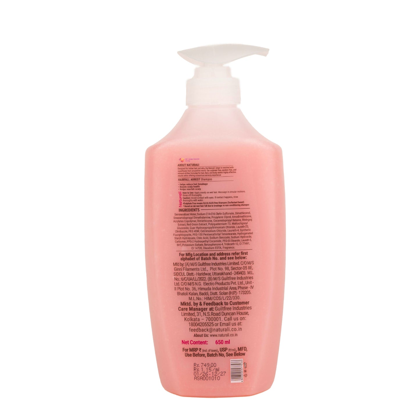 Naturali Hairfall Arrest Shampoo With Red Onion & Bhringraj