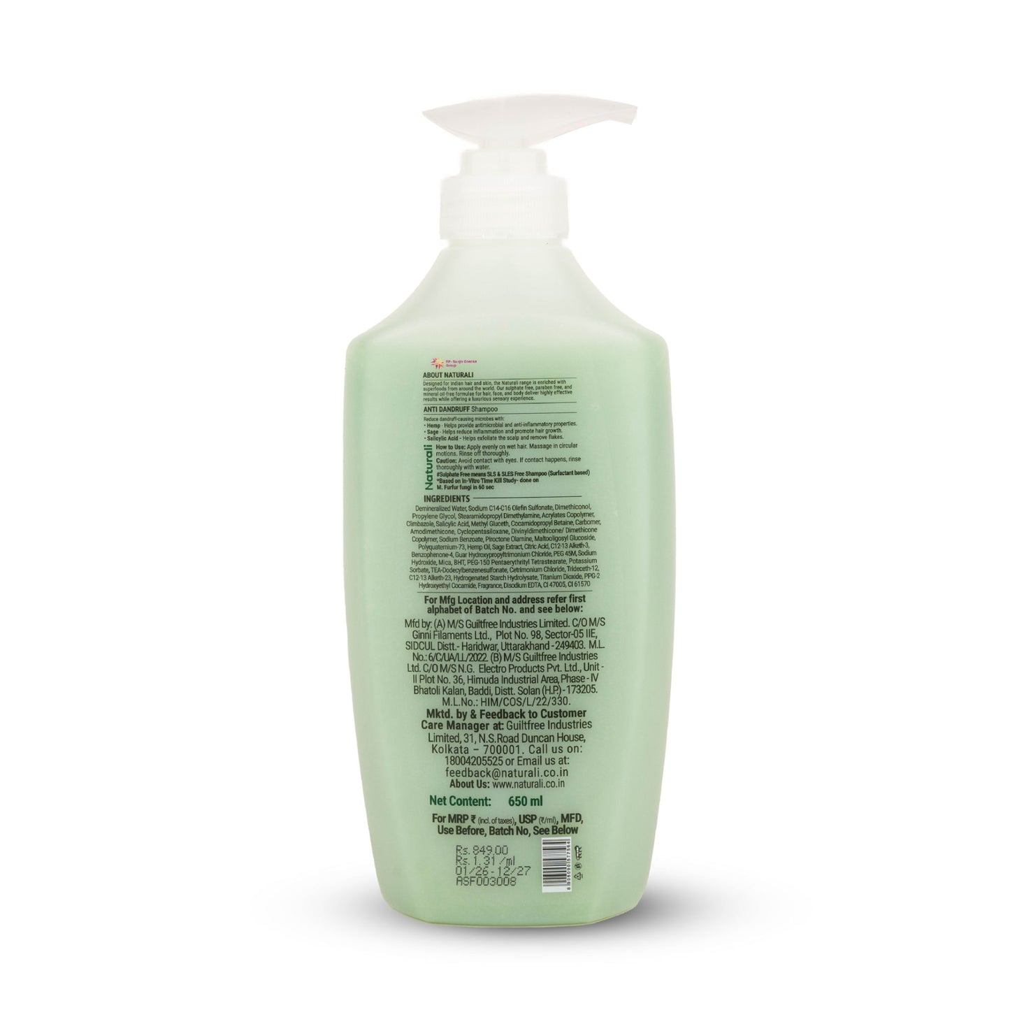 Naturali Anti Dandruff Shampoo With Hemp