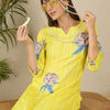 Dhiyona IE Floral Printed Notch Neck Straight Kurta With Trousers