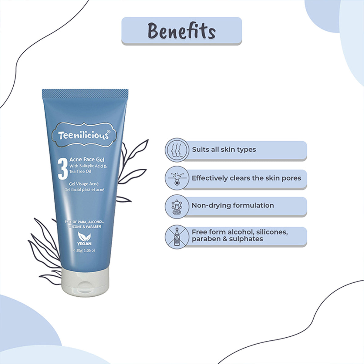 Teenilicious Acne Face Gel With Salicylic Acid & Tea Tree Oil