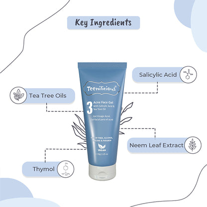 Teenilicious Acne Face Gel With Salicylic Acid & Tea Tree Oil