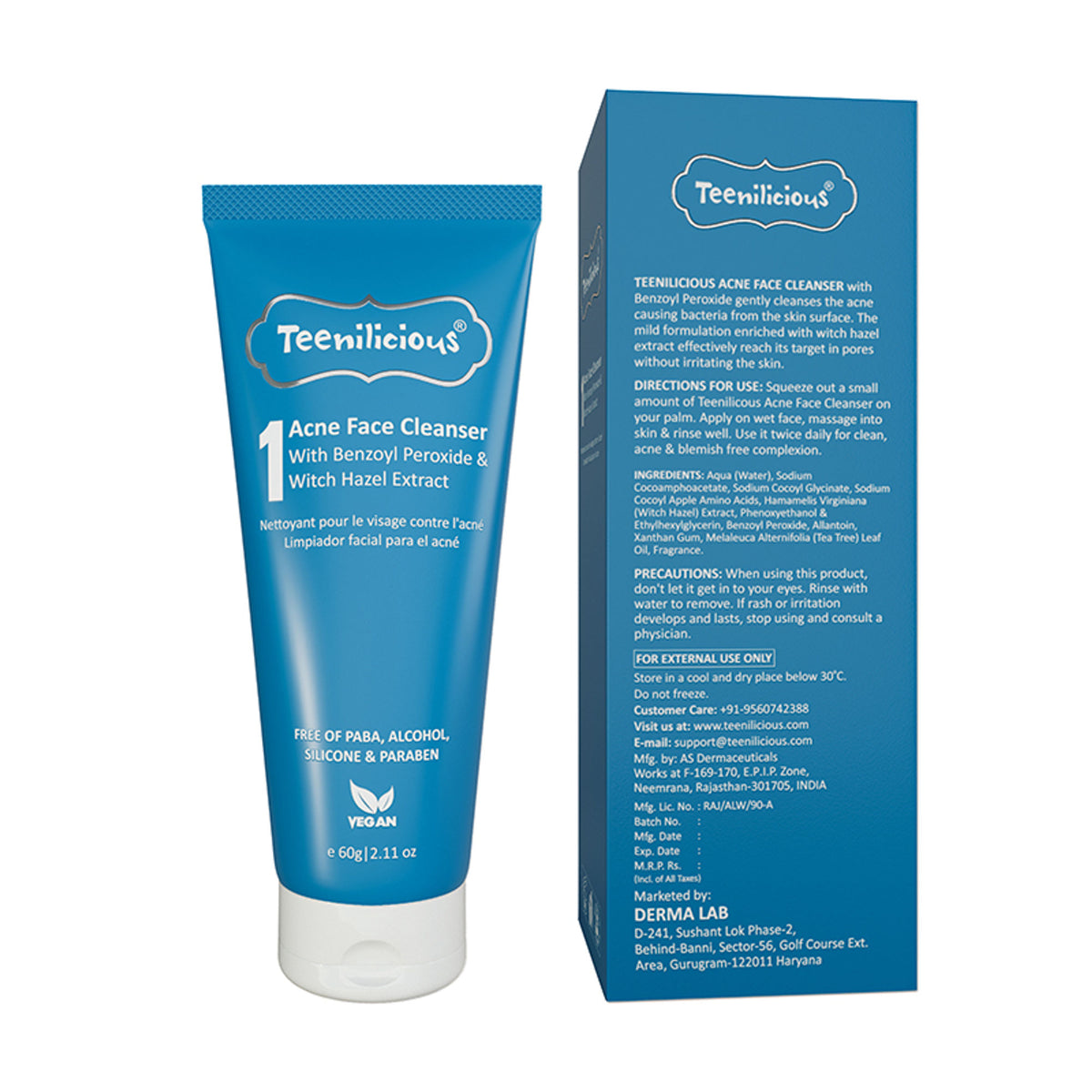 Teenilicious Acne Face Wash With Benzoyl Peroxide & Witch Hazel Extract