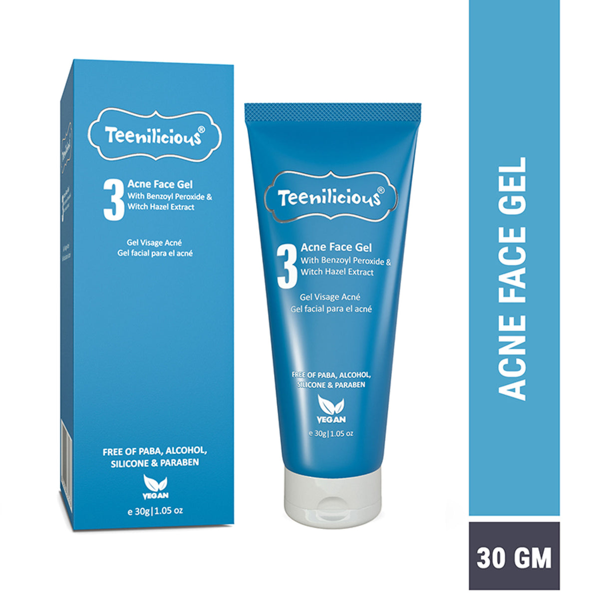 Teenilicious Acne Face Gel With Benzoyl Peroxide & Witch Hazel Extract