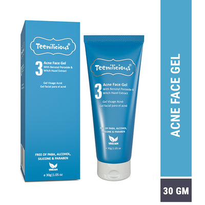 Teenilicious Acne Face Gel With Benzoyl Peroxide & Witch Hazel Extract
