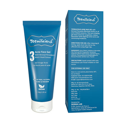 Teenilicious Acne Face Gel With Benzoyl Peroxide & Witch Hazel Extract