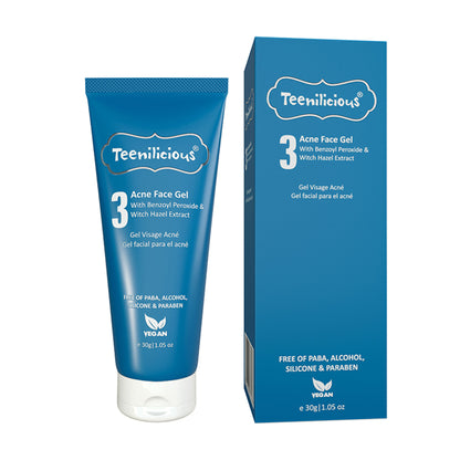 Teenilicious Acne Face Gel With Benzoyl Peroxide & Witch Hazel Extract
