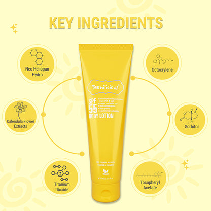 Teenilicious SPF 50+ Sunscreen Body Lotion With PA+++ Broad Spectrum UVA & UVB Protection