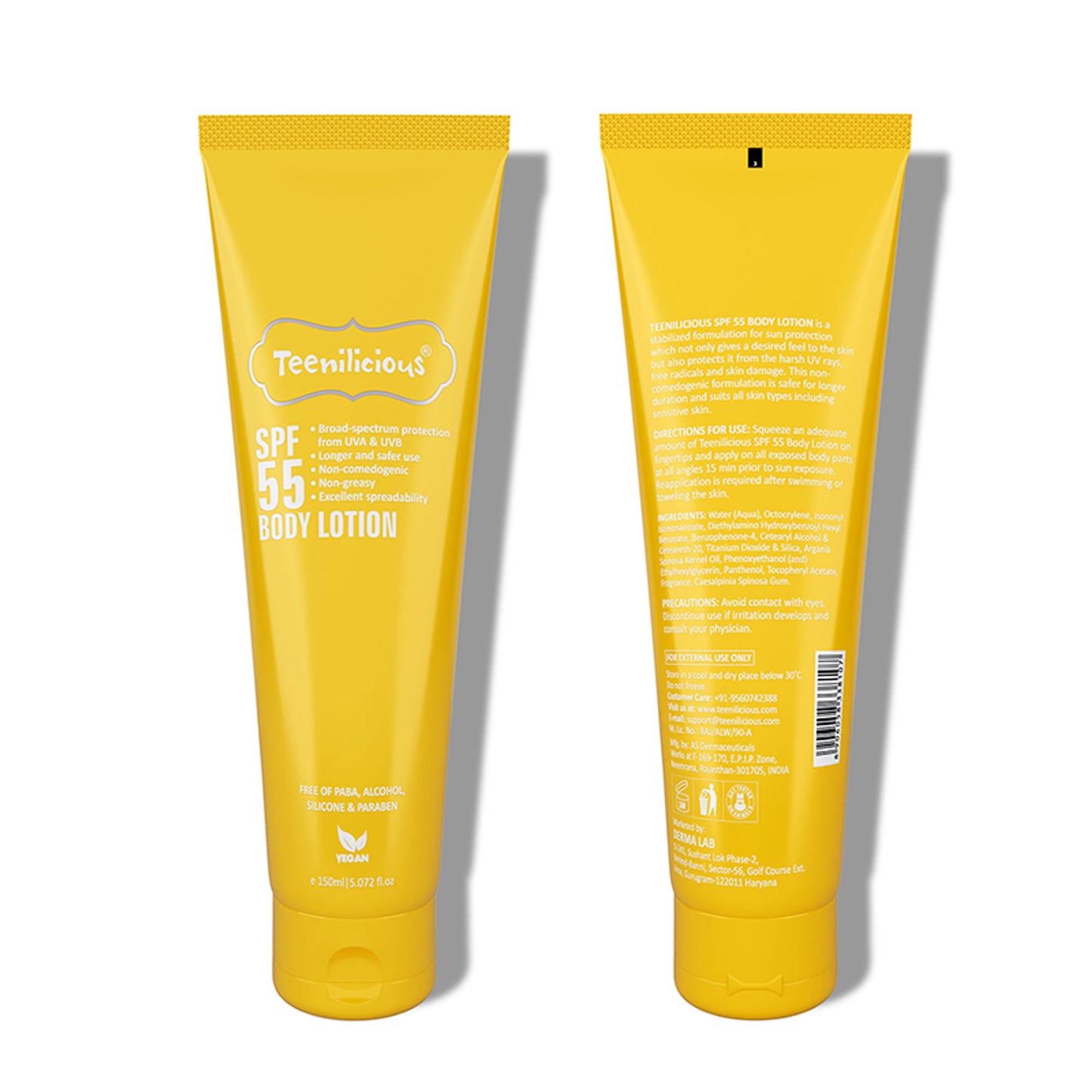 Teenilicious SPF 50+ Sunscreen Body Lotion With PA+++ Broad Spectrum UVA & UVB Protection