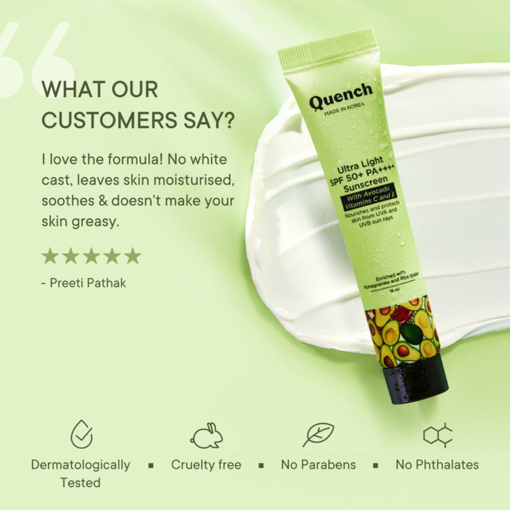 Vitamin E & Avocado Ultra Light SPF 50+ PA++++ Sunscreen for Glowing Skin
