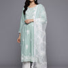 Dhiyona VA Women'sFloral Embroidered Panelled Thread Work Kurta With Trousers & Dupatta