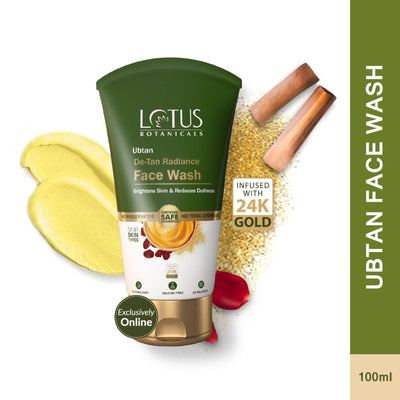 Lotus Botanicals Ubtan De-Tan Radiance Face Wash|Infused with 24K Gold|Bright & Glowing Skin