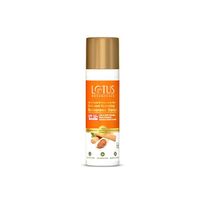 Lotus Botanicals Sandalwood & Hyaluronic Acid Glow and Hydrating Sunscreen Serum, SPF 50+, PA+++