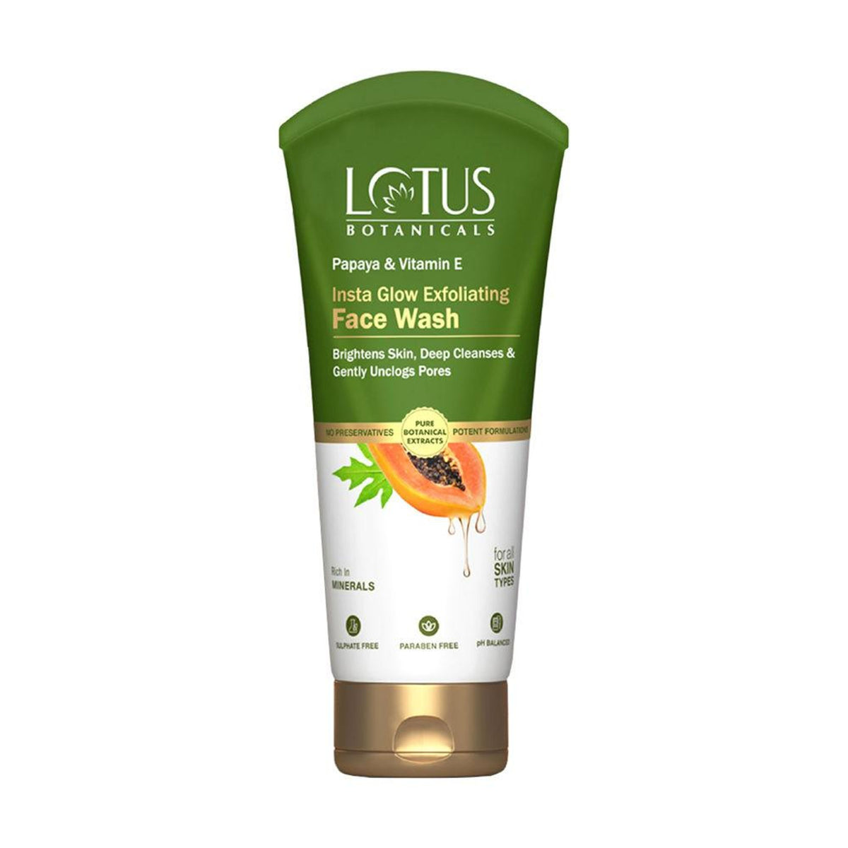 Lotus Botanicals Papaya & Vitamin E Insta Glow Exfoliating Face Wash