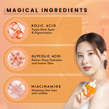 WILDGLOW 2% Kojic Acid Face Serum for Dark Spots, Skin Brightening & Radiant Glow