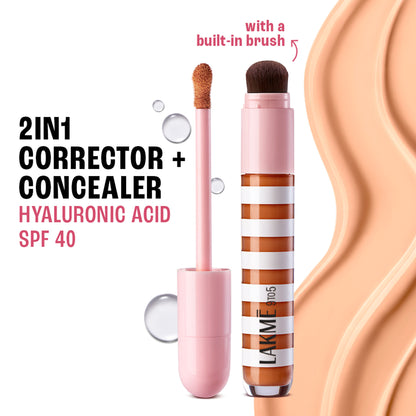 Lakme 9to5 Hya Beach Edit Color Correcting Concealer, SPF 40, Buildable Matte - Medium 2