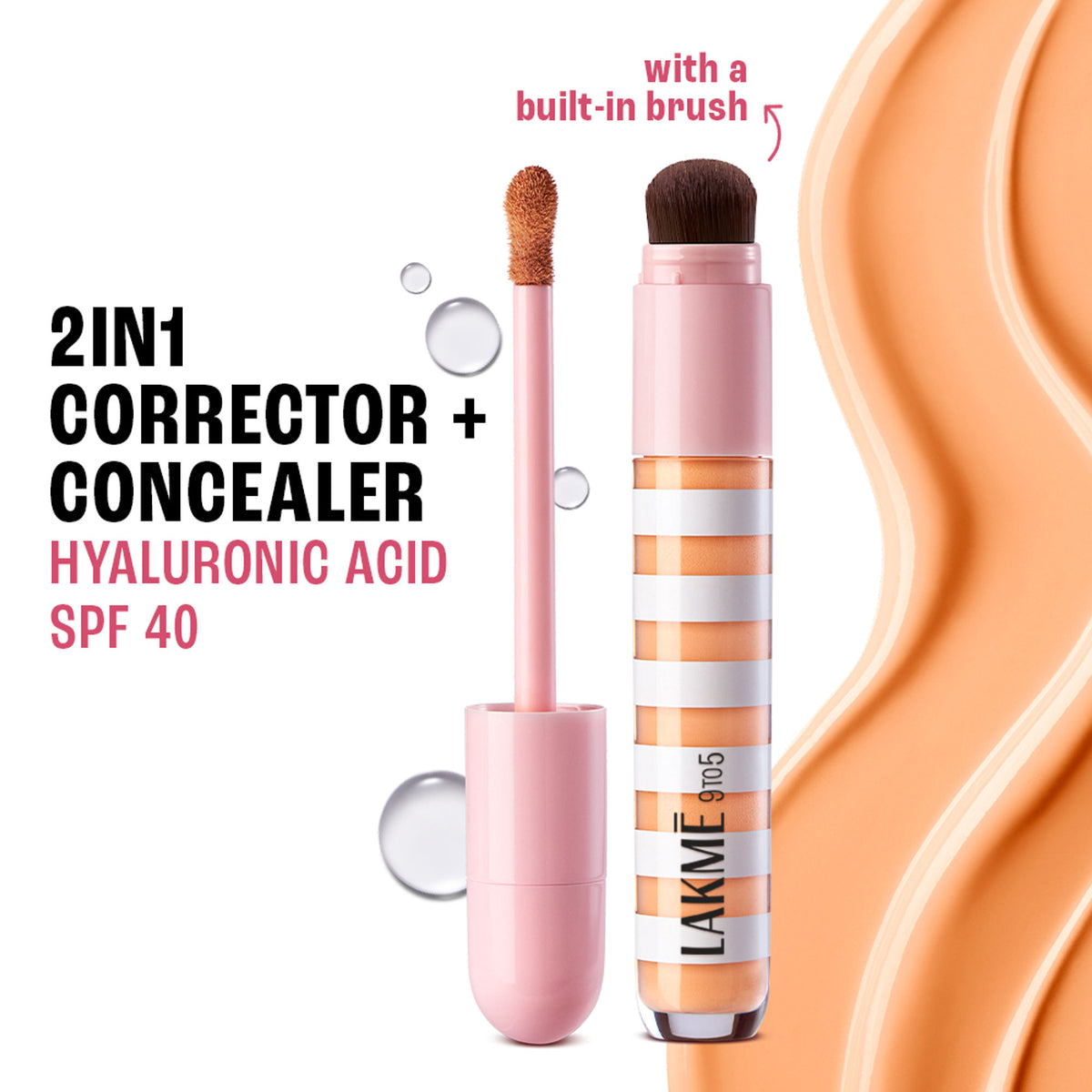 Lakme 9to5 Hya Beach Edit Color Correcting Concealer, SPF 40, Buildable Matte - Medium Tan 3