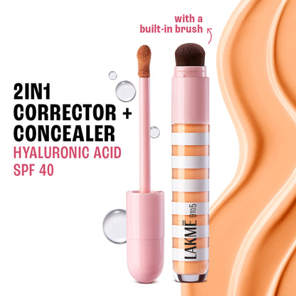 Lakme 9to5 Hya Beach Edit Color Correcting Concealer, SPF 40, Buildable Matte - Medium Tan 3