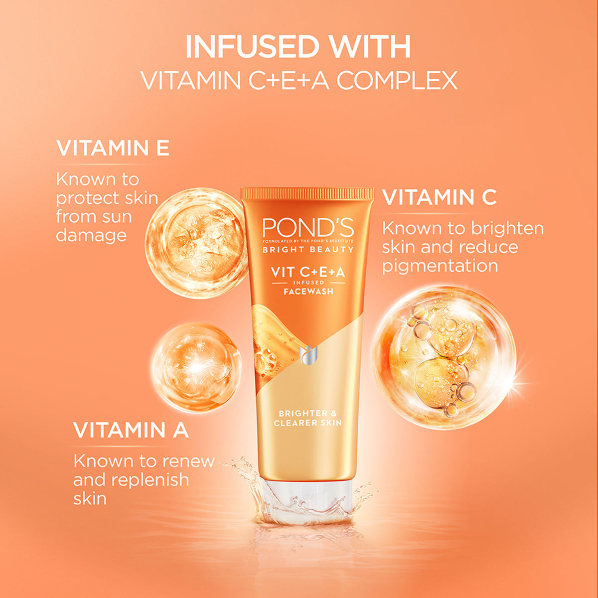 Ponds Bright Beauty Vitamin C+E+A Gel Face Wash