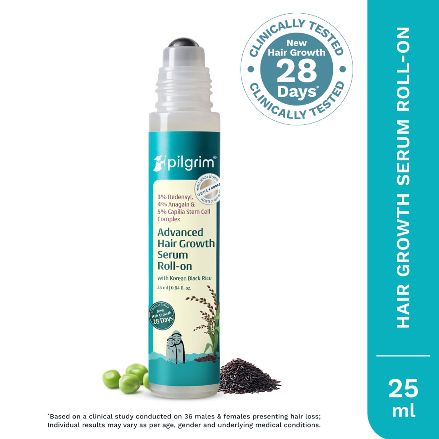 Pilgrim 3% Redensyl & 4% Anagain Advance Hair Growth Serum Roll-On With Rosemary & Korean Black Rice
