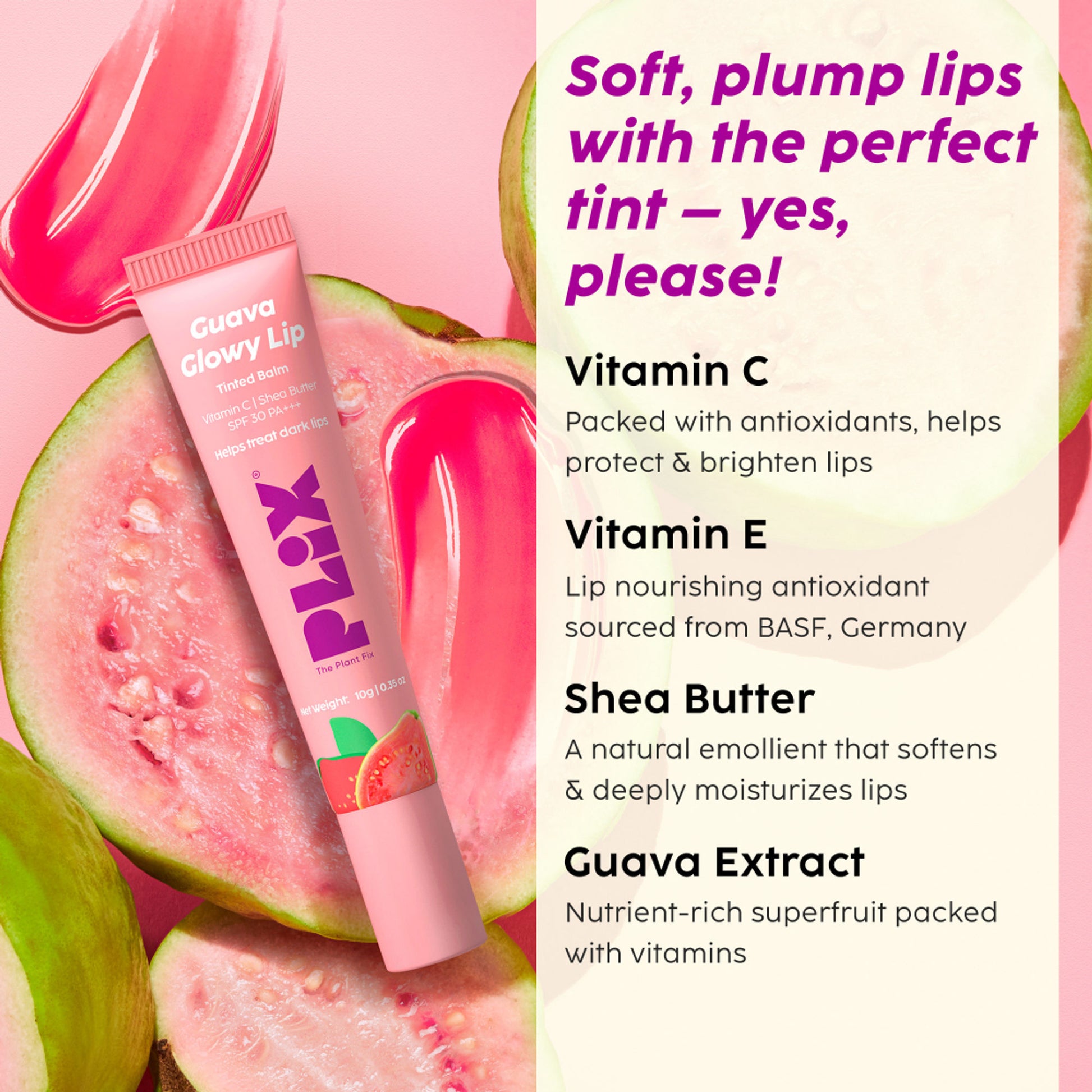 Plix Guava Glowy Lip Tinted Balm