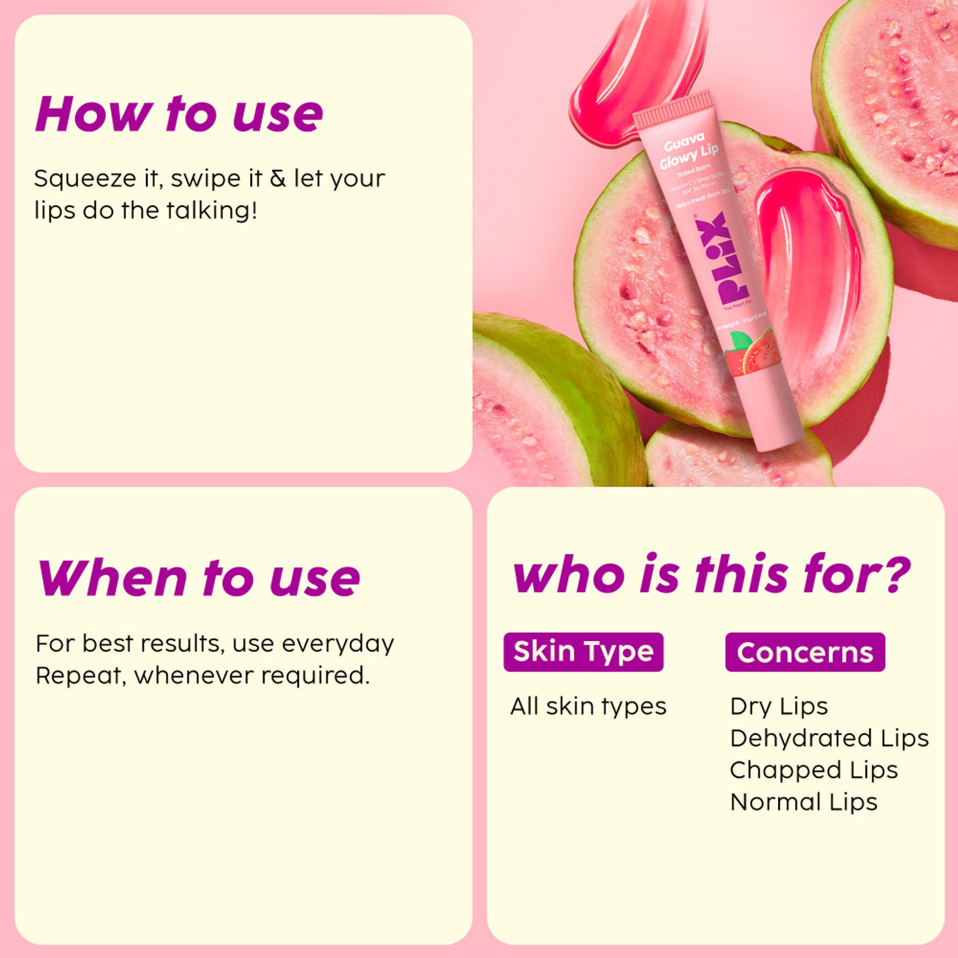 Plix Guava Glowy Lip Tinted Balm