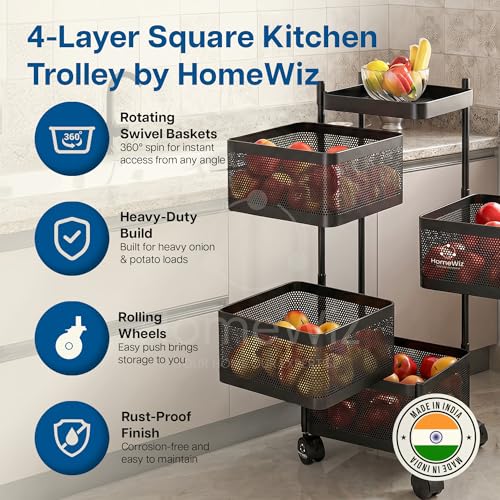 HomeWiz Square Kitchen Rack 4-Layer