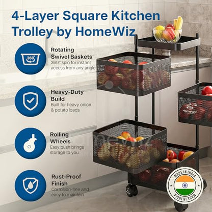 HomeWiz Square Kitchen Rack 4-Layer