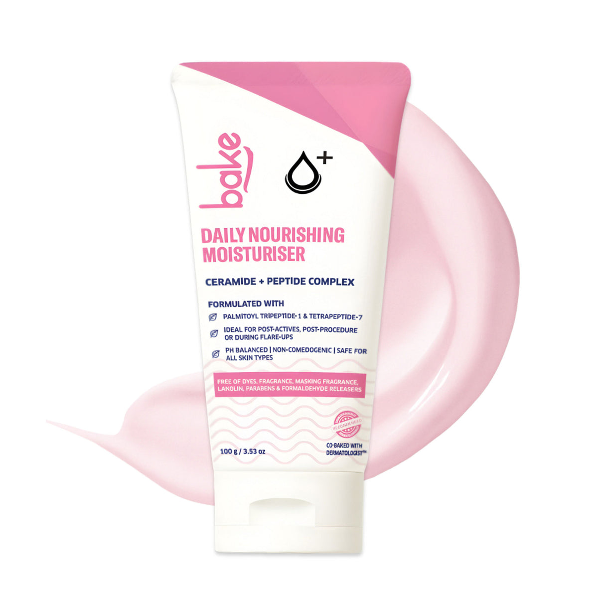 BAKE 2% Peptide Complex Moisturizer with Polyglutamic Acid, Copper Peptides, and Niacinamide in a skincare jar