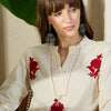 Dhiyona IE Floral Embroidered Pure Cotton Mandarin Collar Top With Trousers Co-Ords