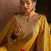 Dhiyona IE Yellow Paisley Embroidered Regular Straight Kurta With Trousers & Dupatta