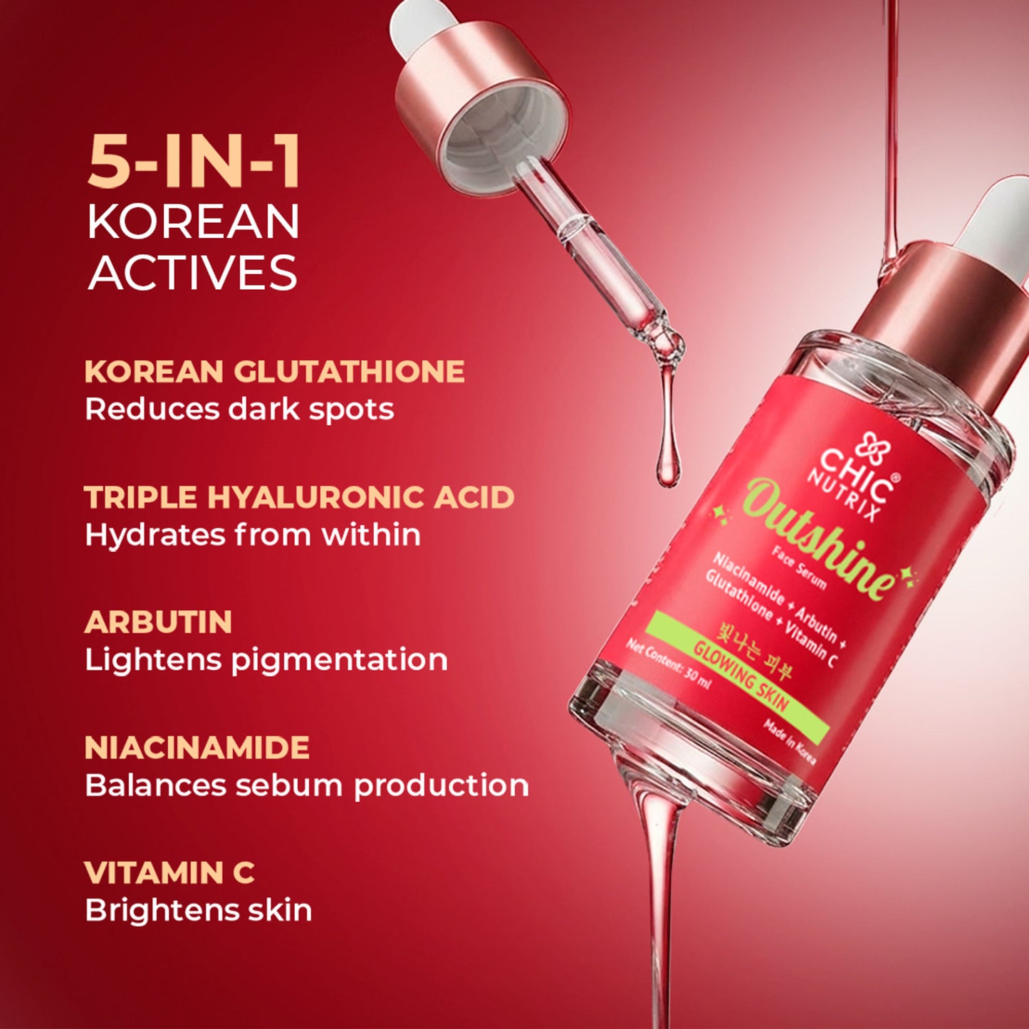 Outshine Korean Glass Skin Serum - Brightening & Dark Spot Corrector