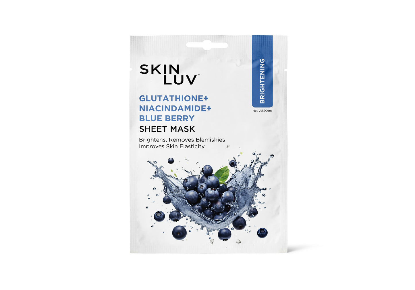 SkinLuv Blueberry + Glutathione + Niacinamide Brightening Sheet Mask