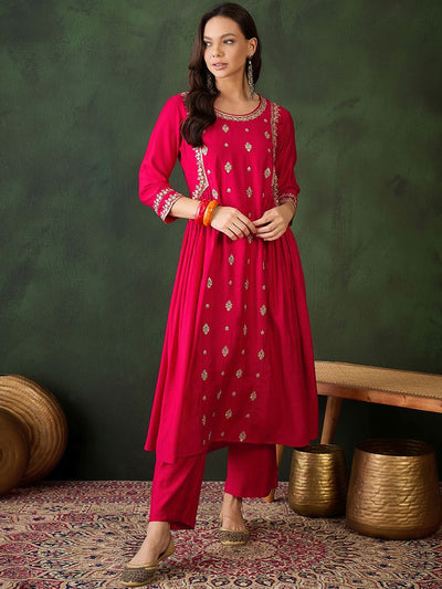 Indyancart SN Women's Embroidered Straight Kurta & Salwar
