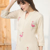 Indyancart IE Floral Printed Pure Cotton Mandarin Collar Tunic With Trousers