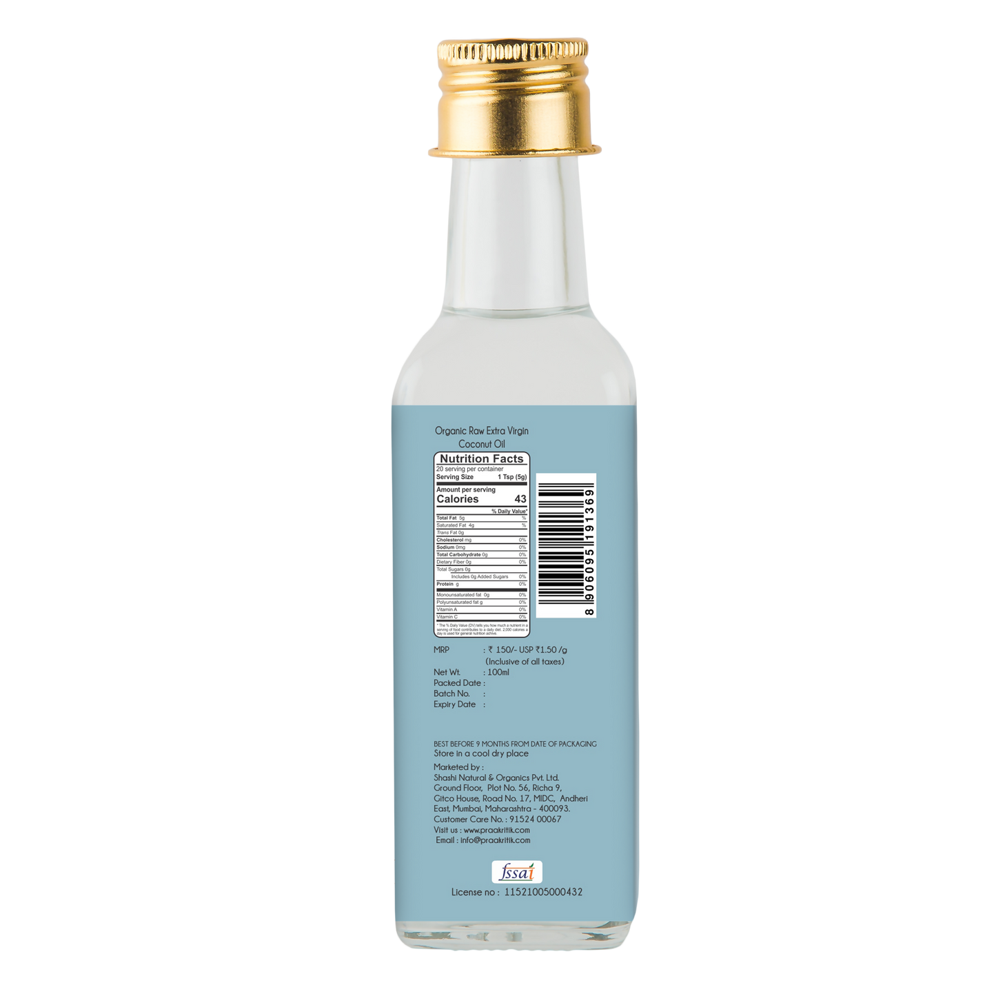 Praakritik Organic Extra Virgin Coconut Oil