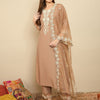 Dhiyona IE Floral Yoke Design Thread Work Straight Kurta With Trousers & Dupatta