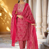 Indyancart IE Women Ethnic Motifs Printed Regular Thread Work Pure Cotton Kurta with Trousers & With Dupatta