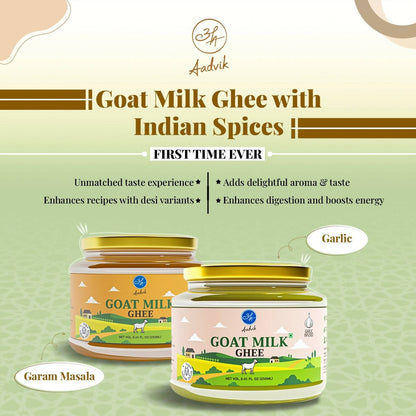 Aadvik A2 Goat Milk Ghee Infused with Garam Masala | Naturally Fed Goats Ghee | Authentic Indian Aromas