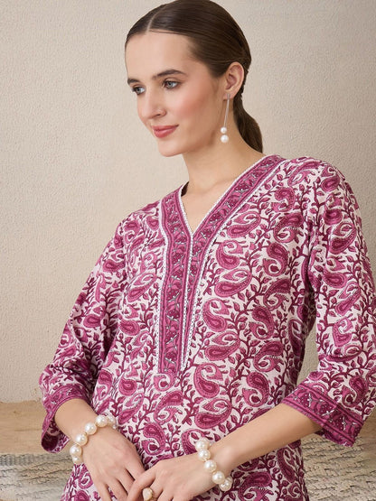 Women Paisley Printed Regular Pure Cotton Kurta with Trousers