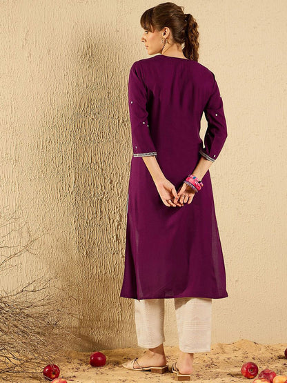 Dhiyona IE Women Ethnic Motifs Embroidered Straight Kurta
