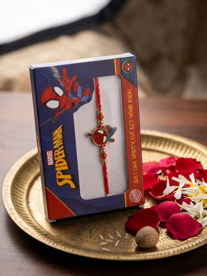 Anouk Kids Spider Man Character Artificial Beads Thread Rakhi With Roli Chawal Chandan