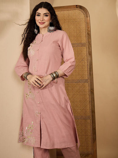 Indyancart SN Women's Embroidered A-Line Kurta With Trousers