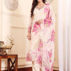 Indyancart VA Floral Embroidered Pure Silk Straight Kurta with Palazzos & With Dupatta