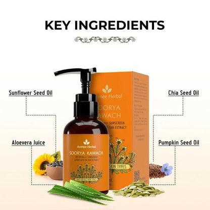 Avimee Herbal Soorya Kawach SPF 50 PA++++ De-Tan Sunscreen Lotion