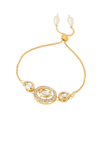 Anouk Set Of 2 Gold Toned Kundan Bhaiya Bhabhi Rakhi With Roli Chawal Chandan Mishri