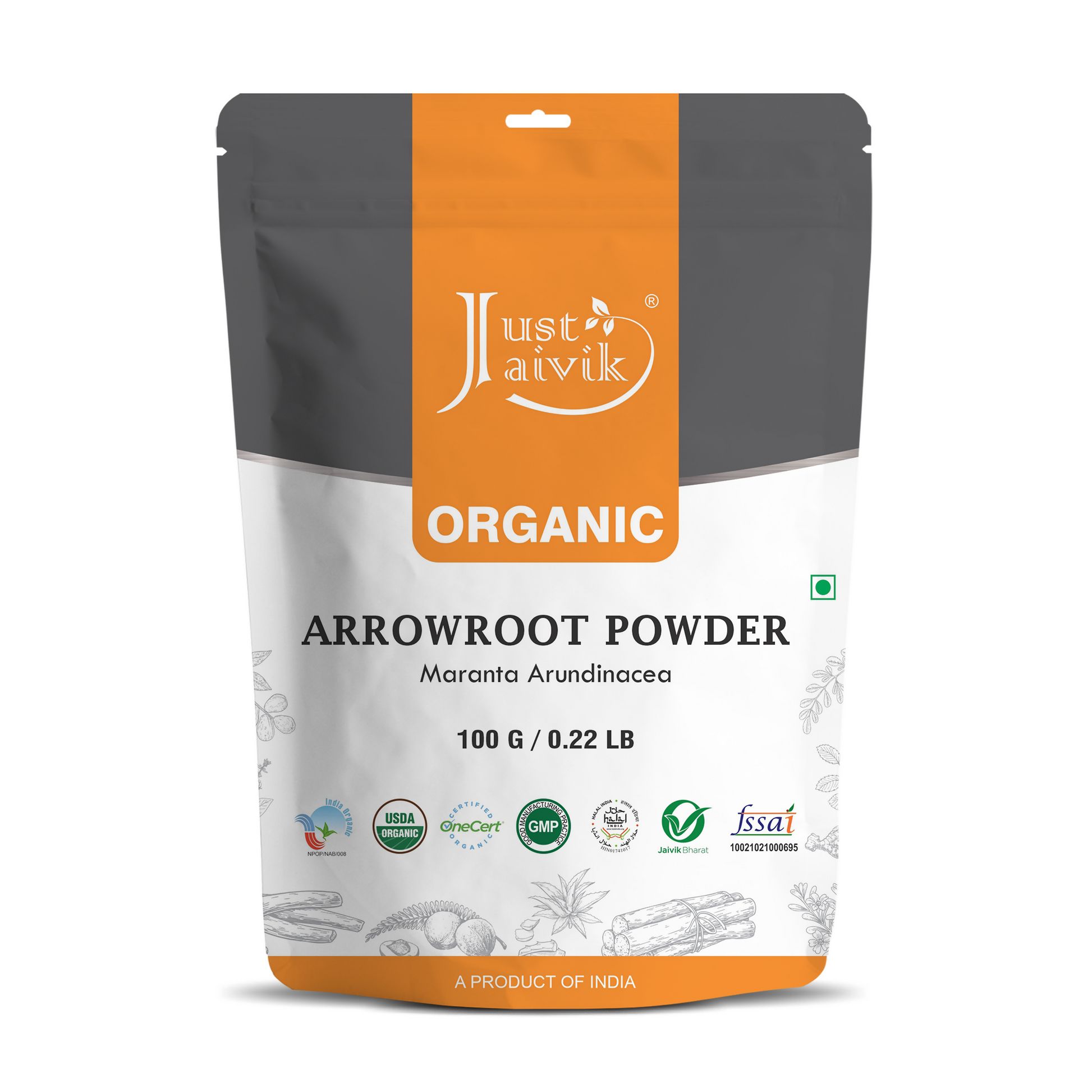 Just Jaivik Organic Arrowroot Powder - Indyancart