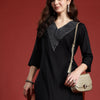 Dhiyona IE Solid Pure Cotton Kurta with Geometric Thread Work
