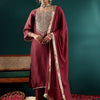 Dhiyona VA Women's Ethnic Motifs Embroidered Regular Thread Work Kurta with Palazzos & With Dupatta