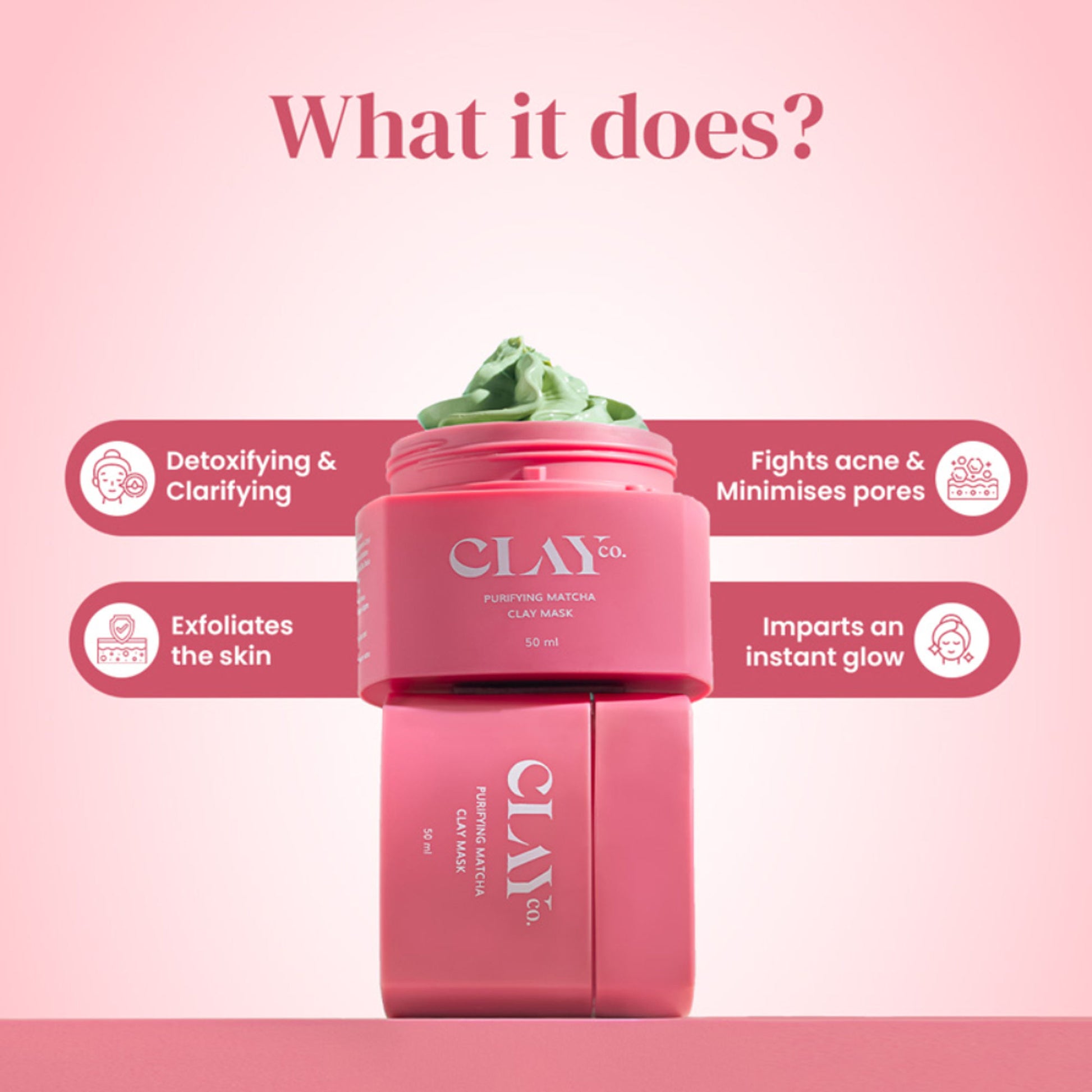 Clayco Purifying Matcha Clay Mask - Reduce Acne, Hydrate & Unclog Pores